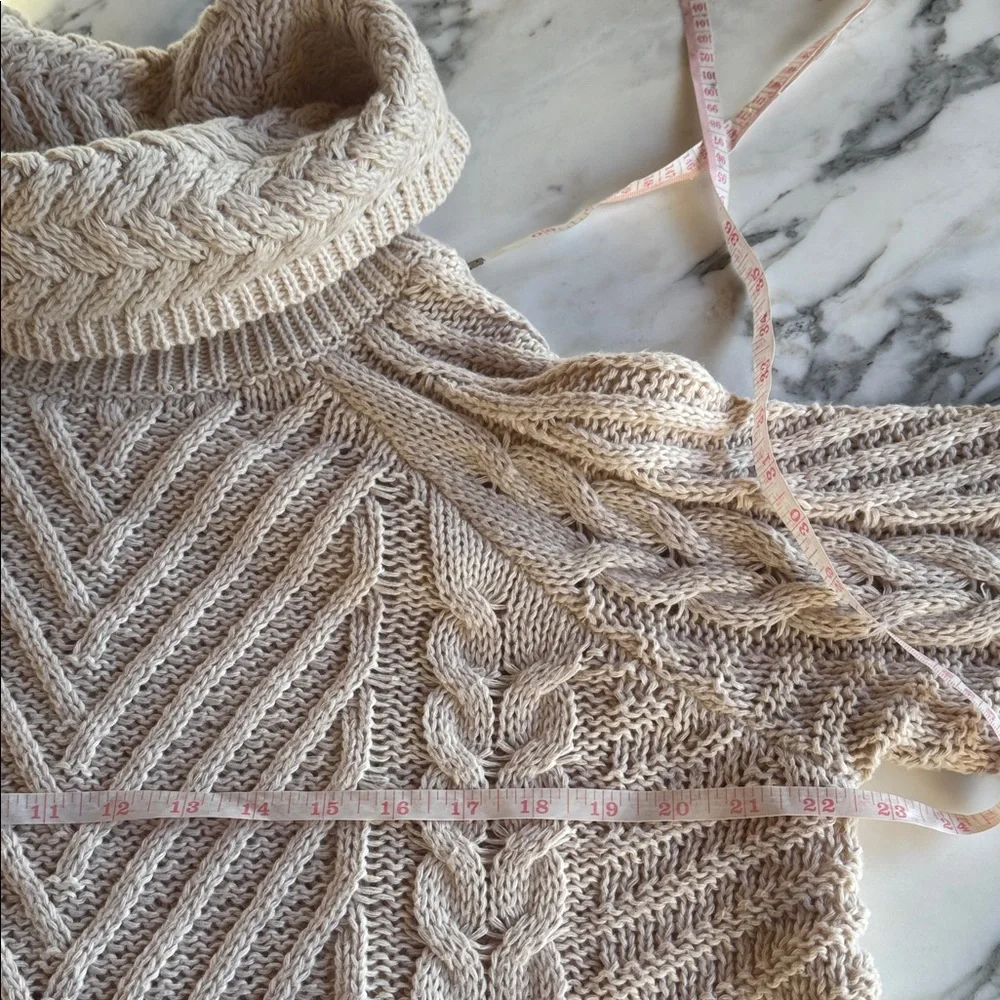 Hem & Thread Cozy Cable Knit Turtleneck Cowl-neck Sweater Women’s size L - Picture 7 of 14